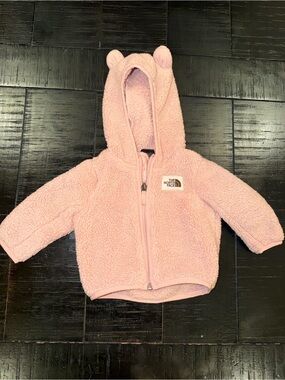 The North Face Light Pink Sherpa Hoodie with Bear Ears size 3-6 month